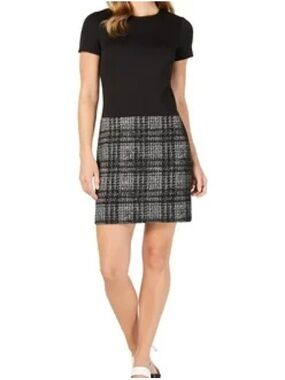 Calvin Klein Black & Gray Plaid Dress